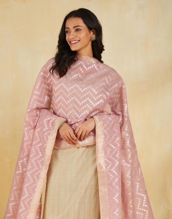 Purple Cotton Silk Blend Dupatta